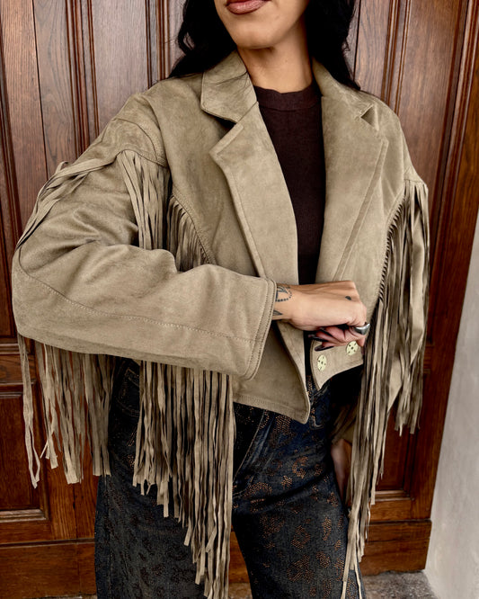 Giacca scamosciata frange