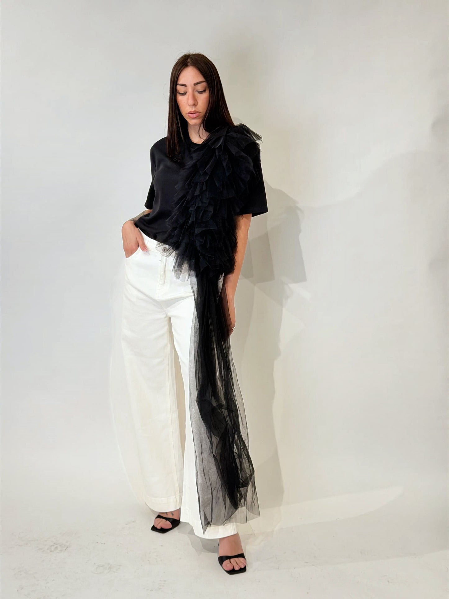 T-Shirt Tulle Black By Lumina