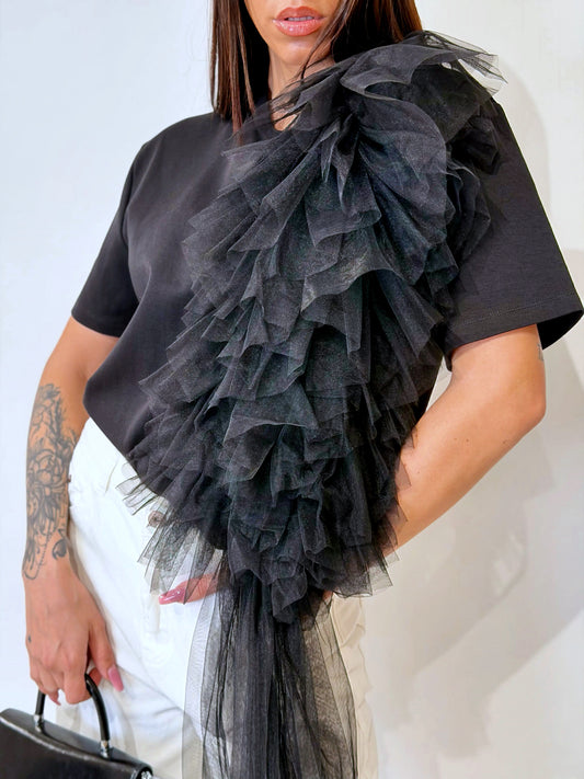 T-Shirt Tulle Black By Lumina